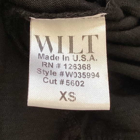 WILT Black Cotton Drawstring Waist Wide Leg Jumpsuit XS Made in USA, Long Sleeve - Picture 7 of 9